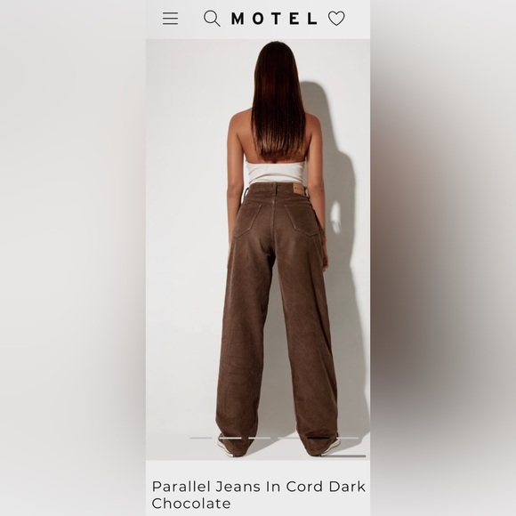 Motel Rocks corduroy trousers 90’s parallel jeans wide leg chocolate brown - Picture 14 of 16